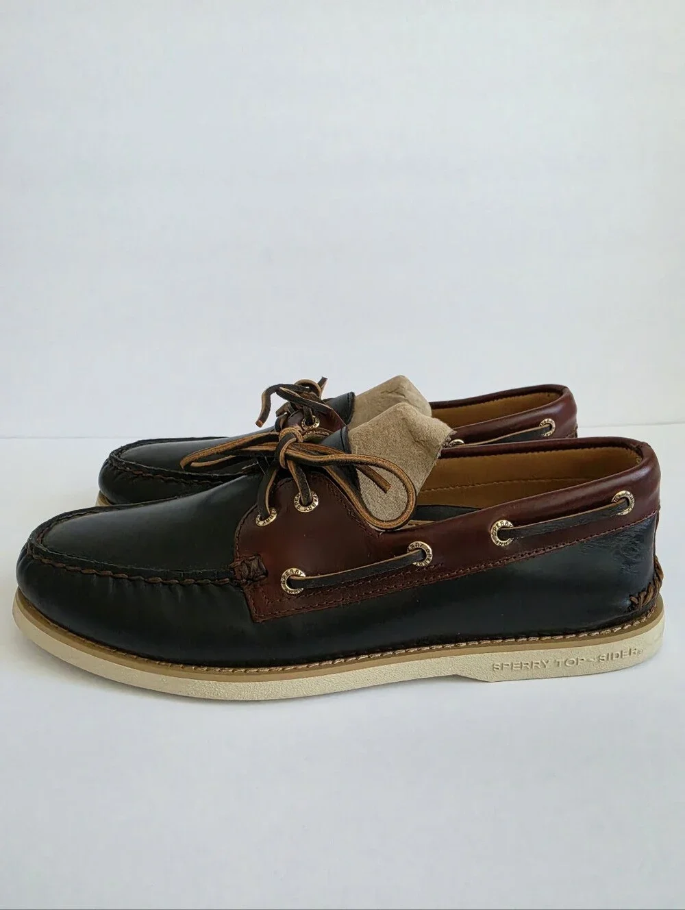 Sperry Authentic Original 2-Eye Men’s Boat Shoes, Brown/ Black, US Size 9
